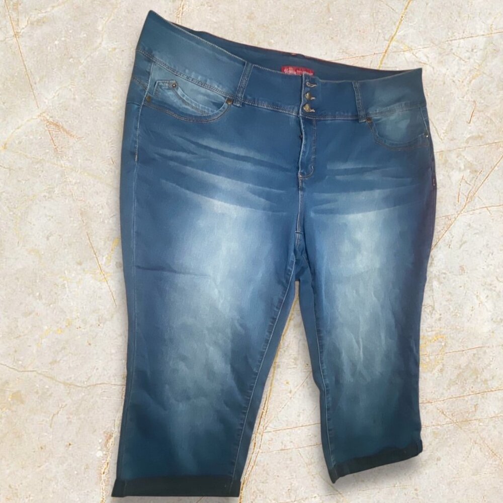Womens Cropped Denim Capri Pants 24W Stretchy Casual Comfort Y2k Summer